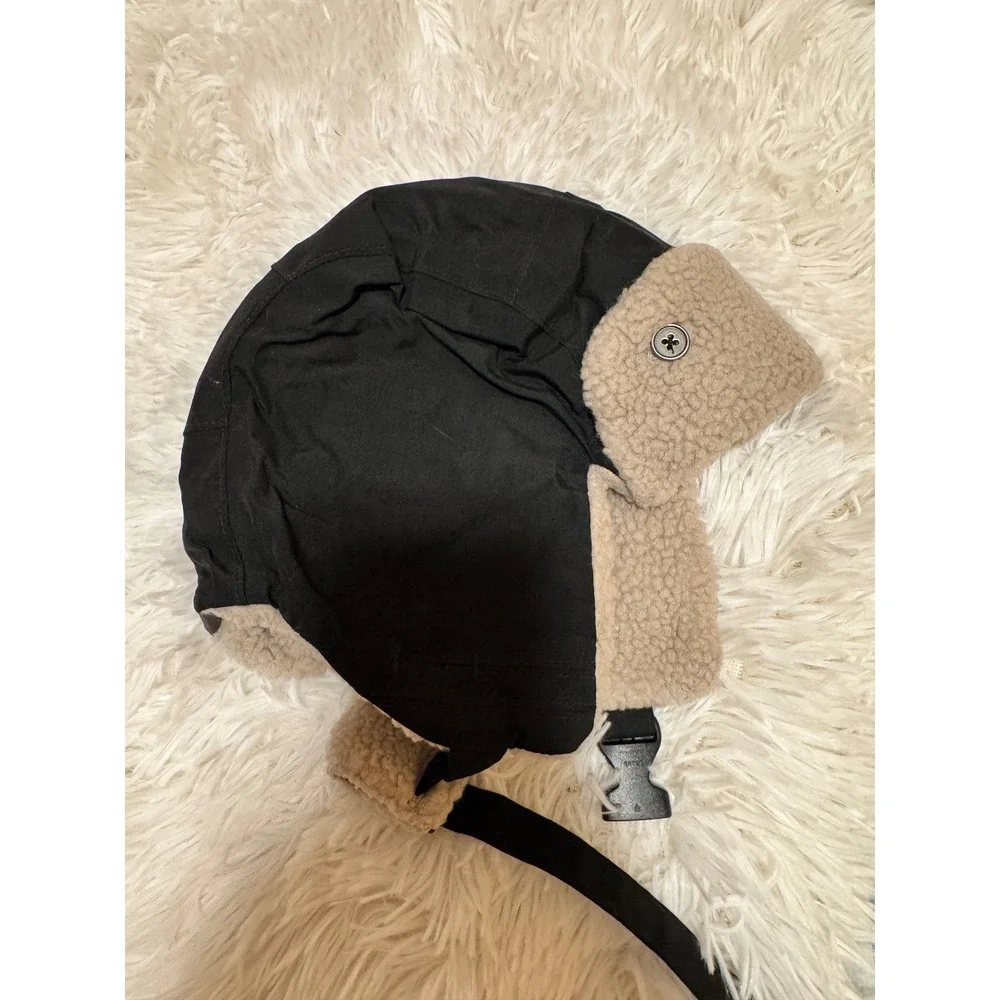 Columbia Kids Unisex Black Sherpa Lined Omni-Heat Trapper Aviator Hat S/M